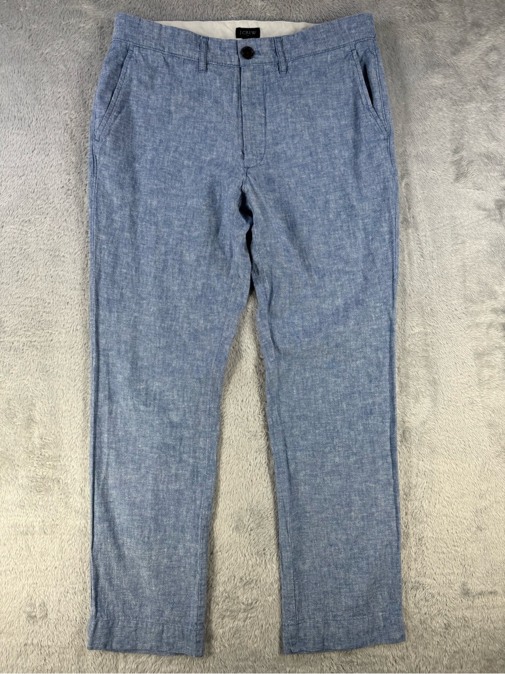 J.Crew Men’s 30x30 Straight Linen Cotton Blue Chambray Pants